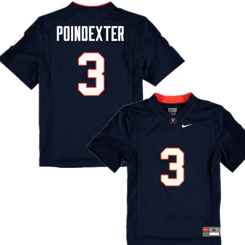 Men #3 Anthony Poindexter Virginia Cavaliers College Football Jerseys Sale-Navy - Click Image to Close